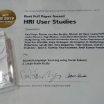 Best paper award at HRI 2019